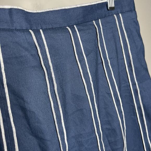 Acorns Skirt Womens 14 Navy Blue White Stripe Panel Flare Hem Modest Retro Boho - Picture 4 of 11